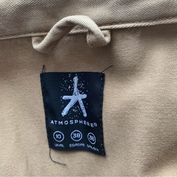 Atmosphere Shacket Utility Top Long Sleeve Cotton Tan Brown + Badges UK 10 - Picture 8 of 16